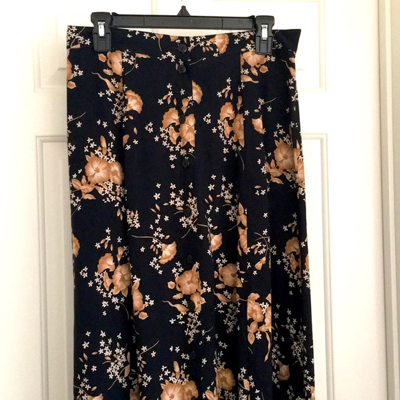 Sag Harbor Skirt Size Petite Large Black Brown Tan Button down Long - Picture 2 of 9